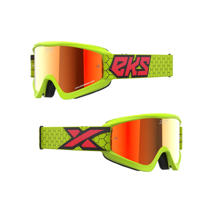 EKS GAFAS GOX FLAT-OUT MIRROR AMARILLO FLO, NEGRO, ROJO FUEGO - LENTE ESPEJO ROJA